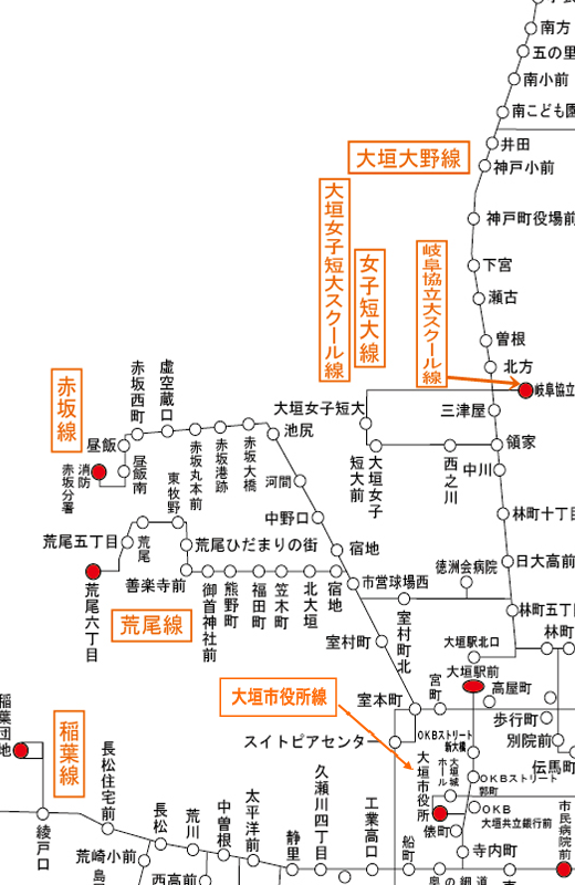 大垣駅・赤坂・荒尾・稲・神戸・大野