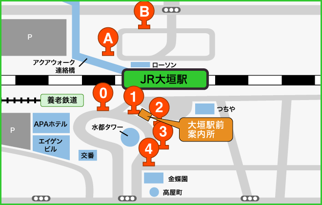 大垣駅のりば案内